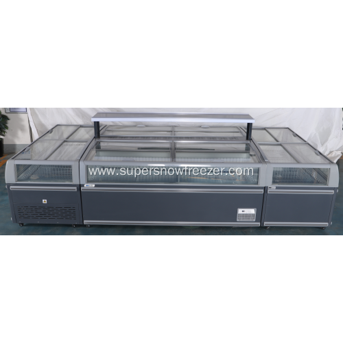 Combined sliding glass door freezer with big windows